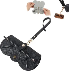 3 Pcs Soft Leather Sunglasses Bag, Portable Glasses Case Holder Sunglasses Pouch with Wrist Strap, Slim Glass Organizer Case