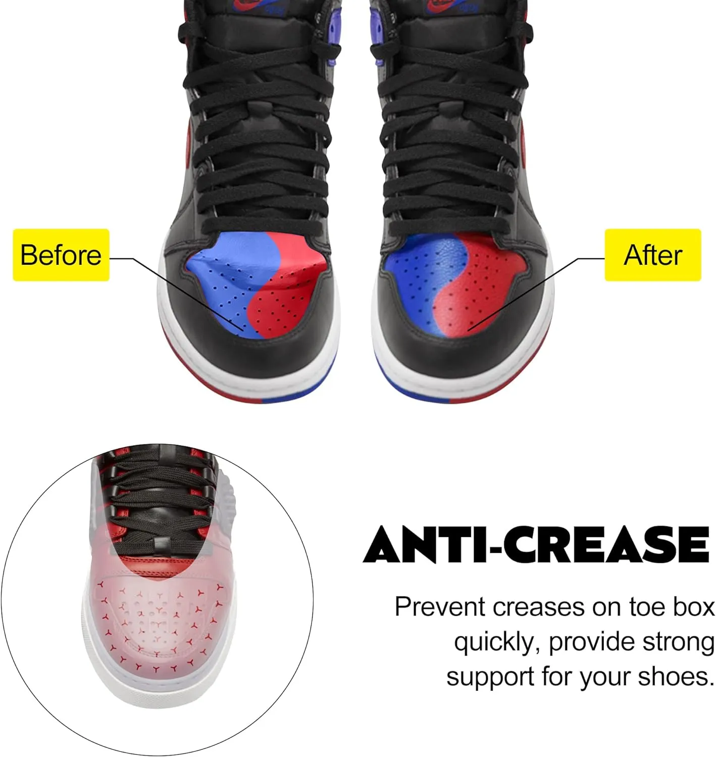 6 Pairs Shoe Creases Protectors for Sneakers, Air Jordan,Air Force, Dunk and More