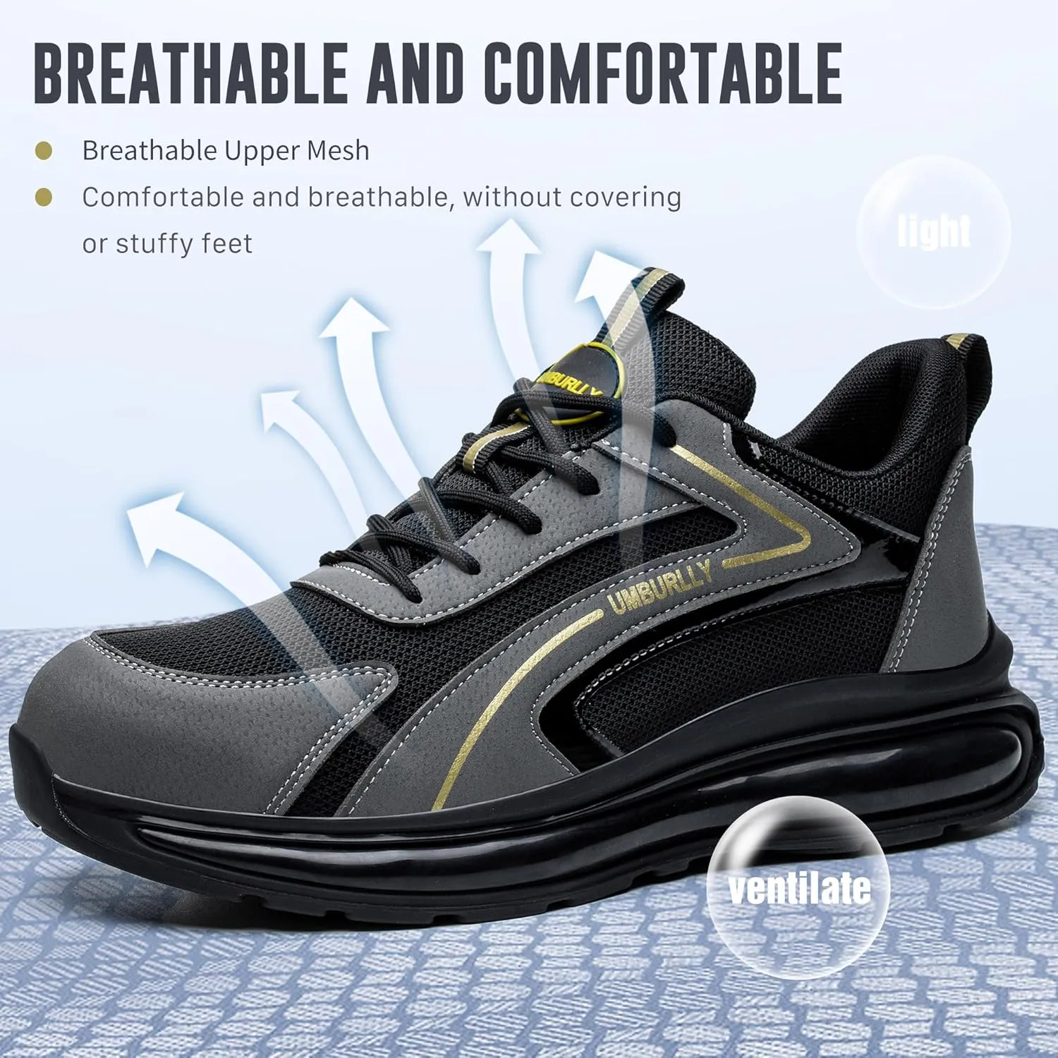 Asiman Steel Toe Shoes for Men Indestructible Work Shoes Lightweight Steel Toe Sneakers for Women Non Slip Breathable Safety Shoes Puncture Proof Composite Toe Shoes