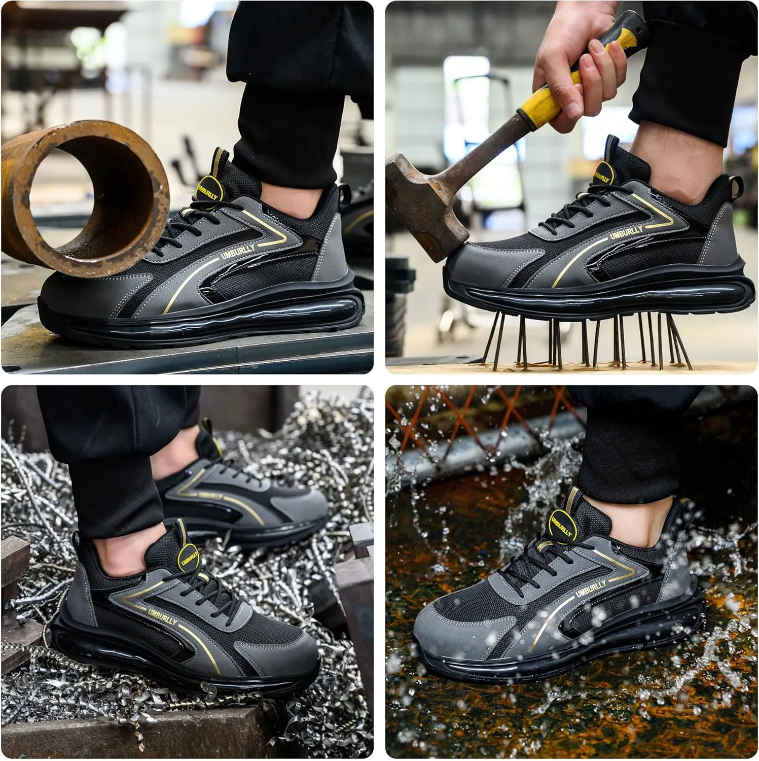 Asiman Steel Toe Shoes for Men Indestructible Work Shoes Lightweight Steel Toe Sneakers for Women Non Slip Breathable Safety Shoes Puncture Proof Composite Toe Shoes