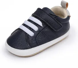 Baby Boys Girls Leather PRE-Walking Sneakers Toddler Anti-Slip Rubber Sole Infant Lightweight First Step Shoes