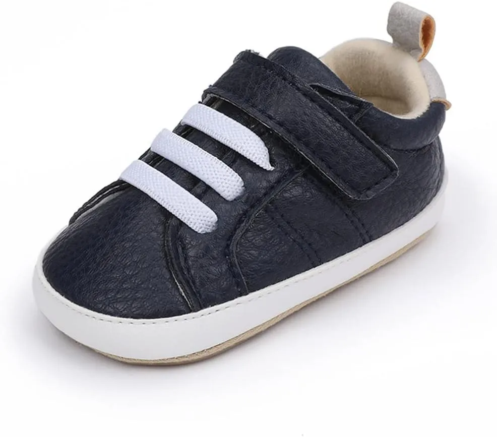 Baby Boys Girls Leather PRE-Walking Sneakers Toddler Anti-Slip Rubber Sole Infant Lightweight First Step Shoes
