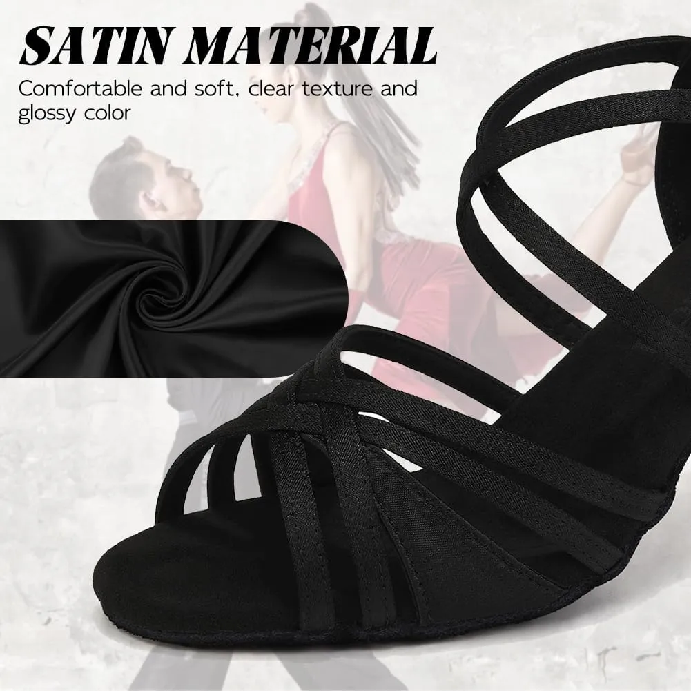 Ballroom Latin Dance Shoes for Women Open Toe Salsa Tango Professional Dance Shoes 3 Inch