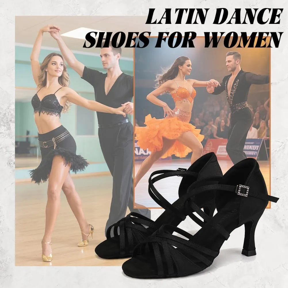 Ballroom Latin Dance Shoes for Women Open Toe Salsa Tango Professional Dance Shoes 3 Inch