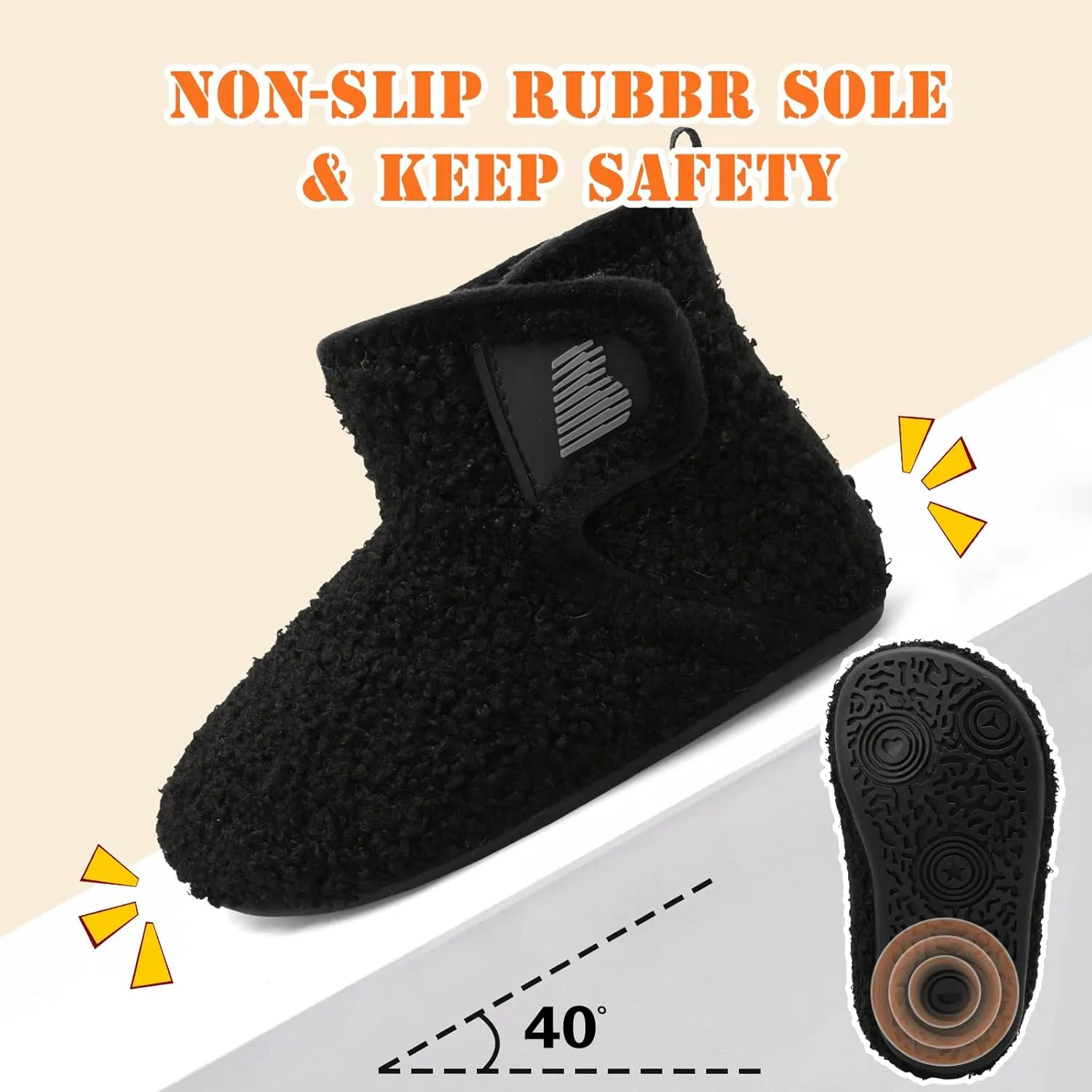 BARERUN Toddler Slippers Girls Boys House Shoes Baby Winter Booties Plush Cozy Kids House Slipper Warm Lightweight Infant Walking Shoes Socks