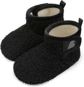 BARERUN Toddler Slippers Girls Boys House Shoes Baby Winter Booties Plush Cozy Kids House Slipper Warm Lightweight Infant Walking Shoes Socks