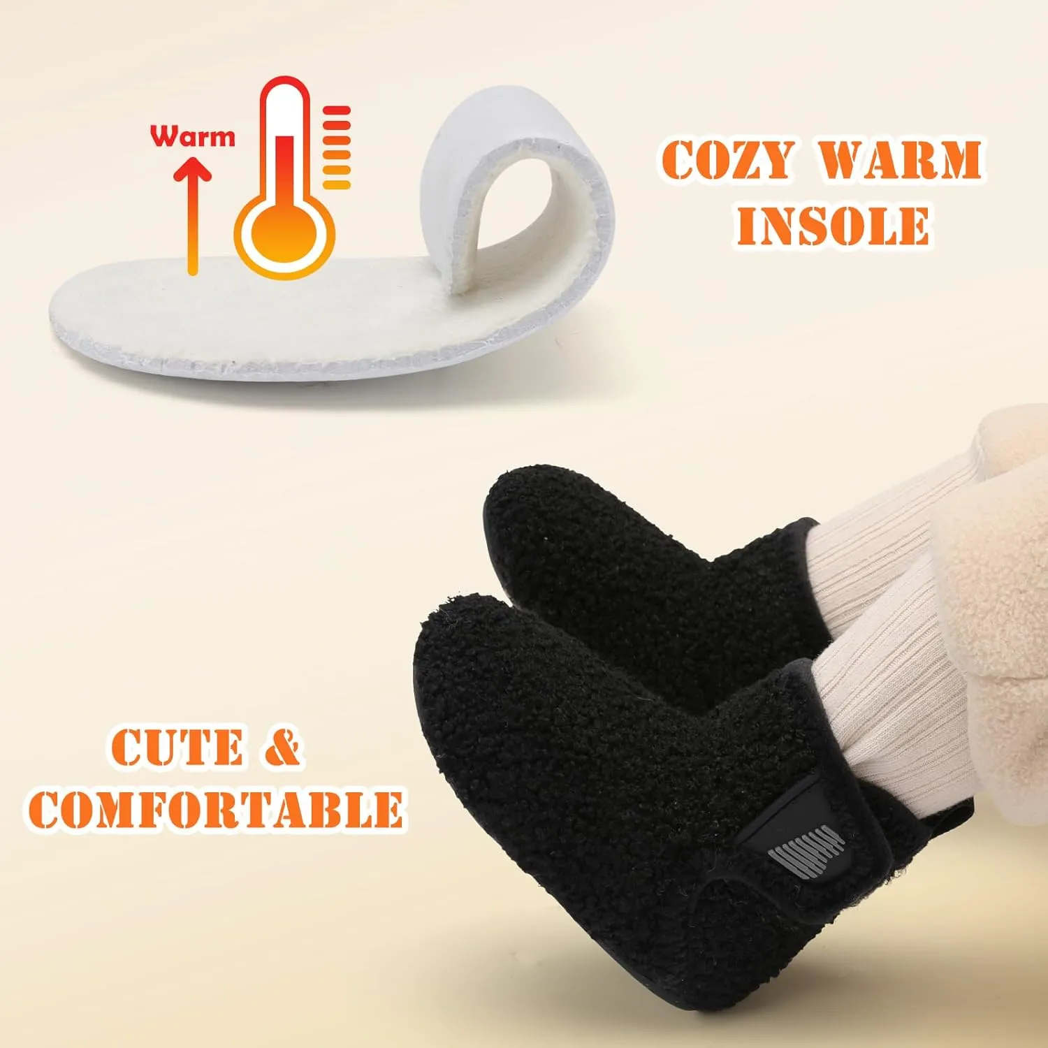 BARERUN Toddler Slippers Girls Boys House Shoes Baby Winter Booties Plush Cozy Kids House Slipper Warm Lightweight Infant Walking Shoes Socks