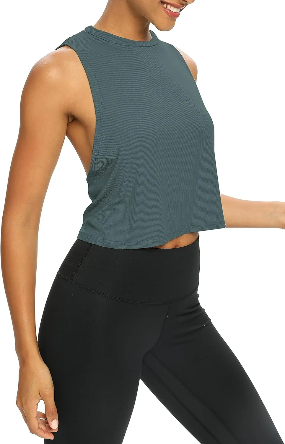 Bestisun Womens Open Back Workout Shirts Cropped Yoga Tank Tops Backless Athletic Clothes