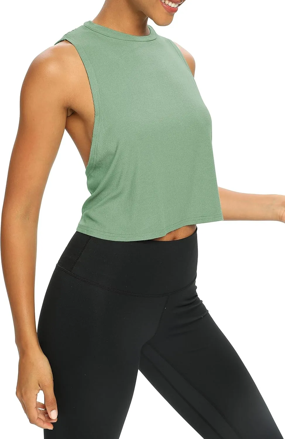Bestisun Womens Open Back Workout Shirts Cropped Yoga Tank Tops Backless Athletic Clothes