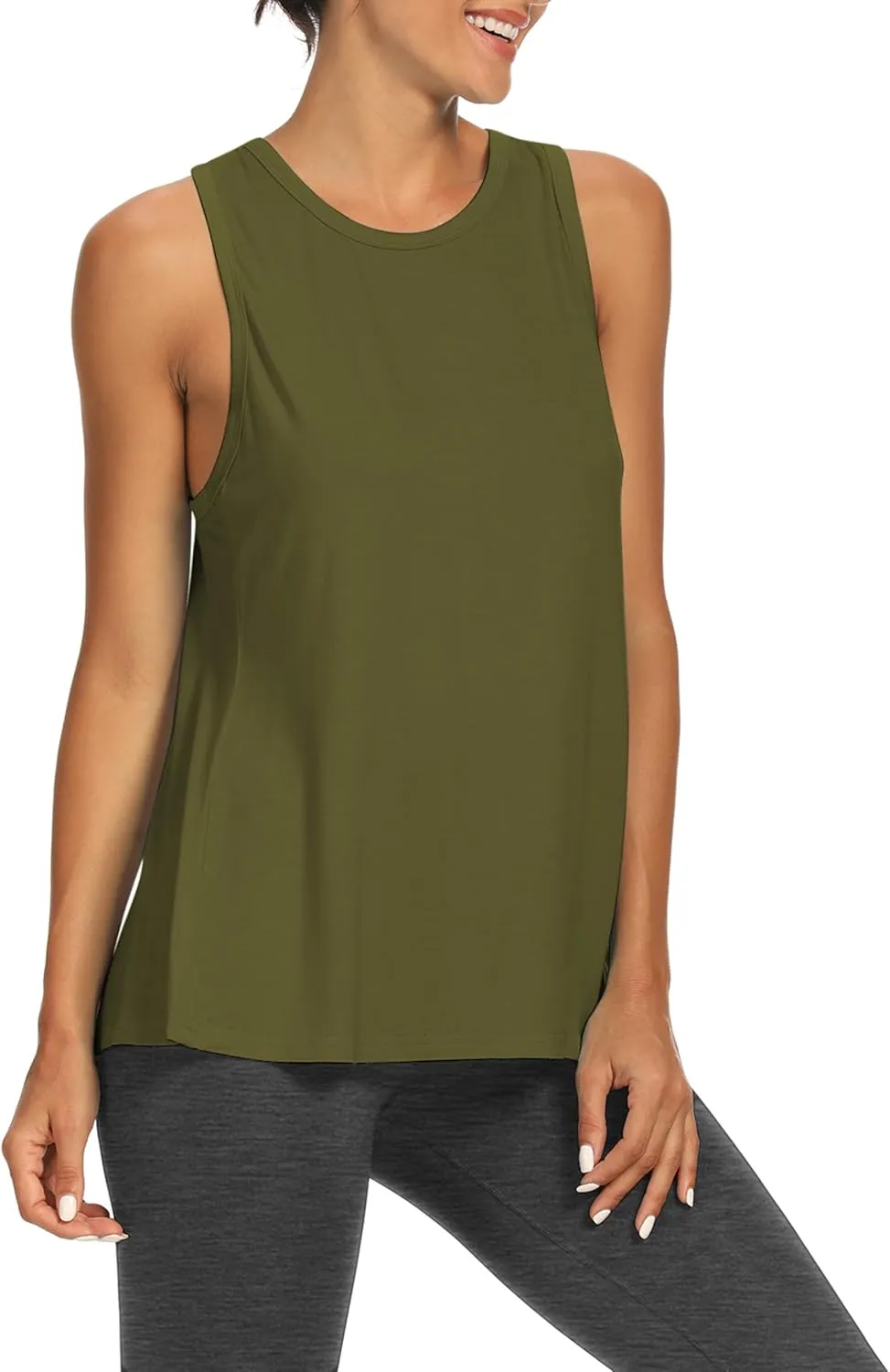 Bestisun Workout Tops Open Back Shirts Gym Athletic Clothes Tie Back Musle Tank for Women