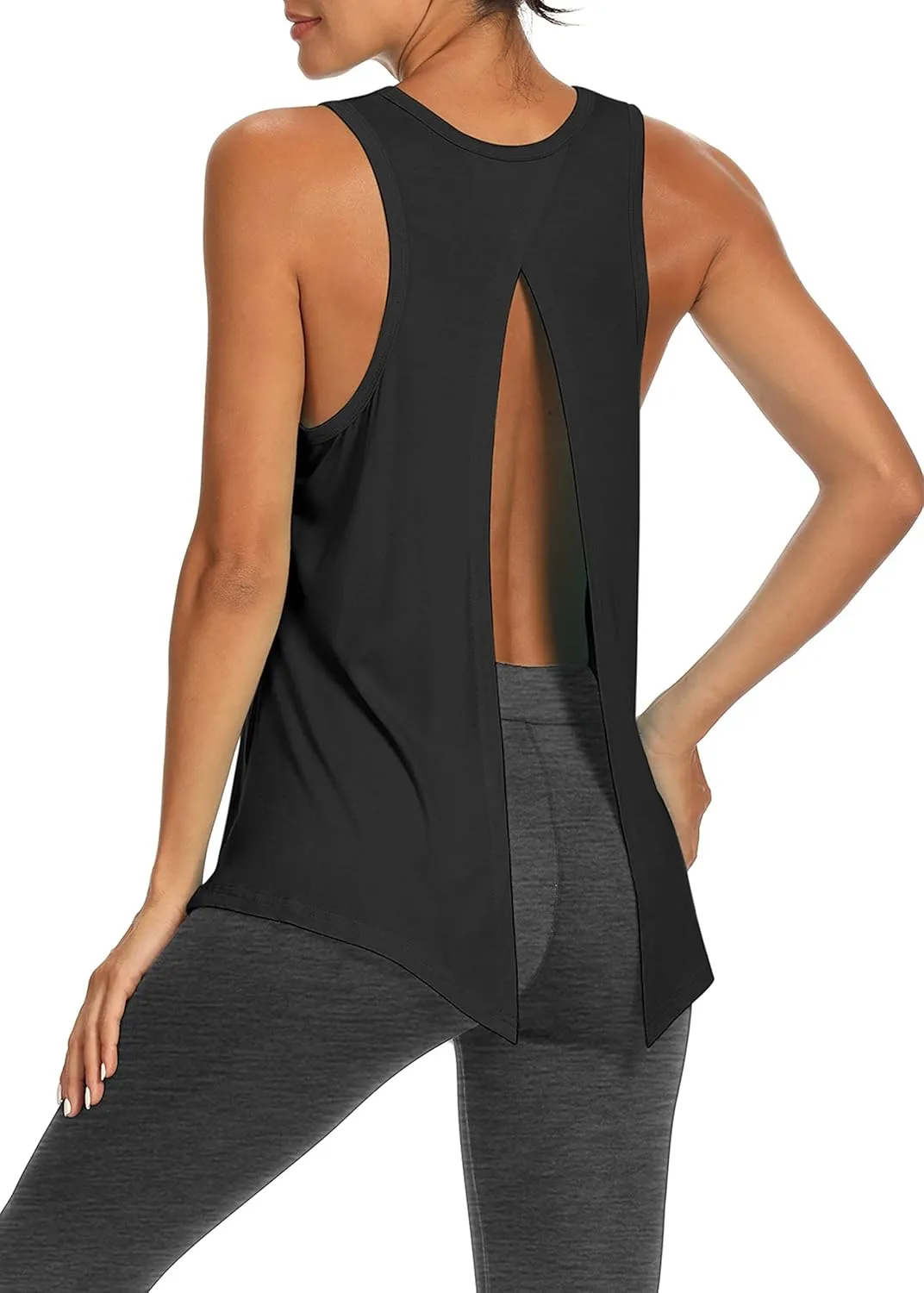 Bestisun Workout Tops Open Back Shirts Gym Athletic Clothes Tie Back Musle Tank for Women