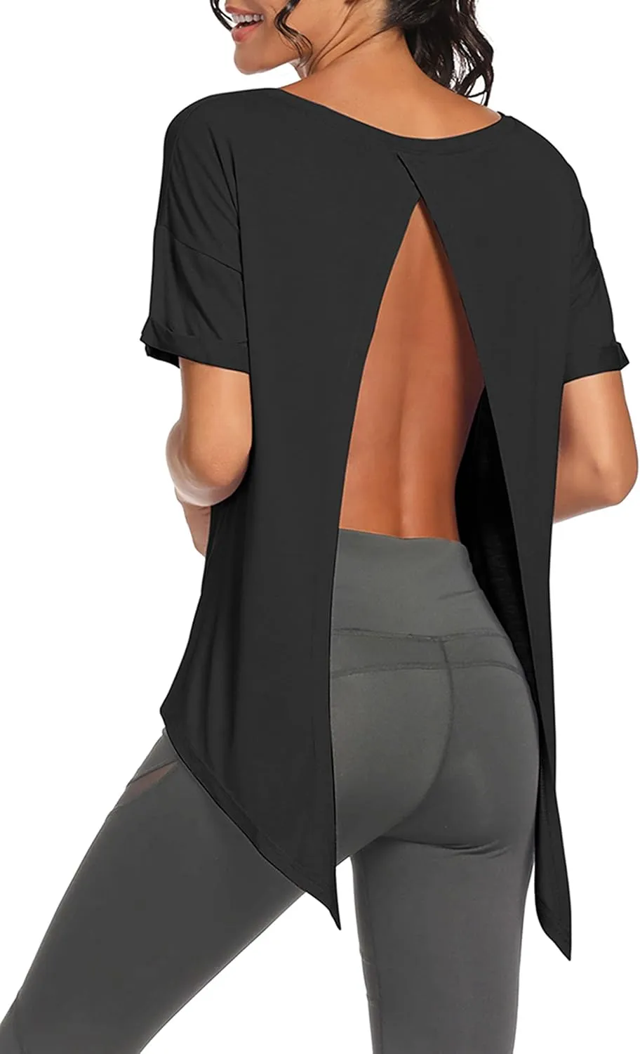Bestisun Workout Tops Open Back Shirts Gym Athletic Clothes Tie Back Musle Tank for Women