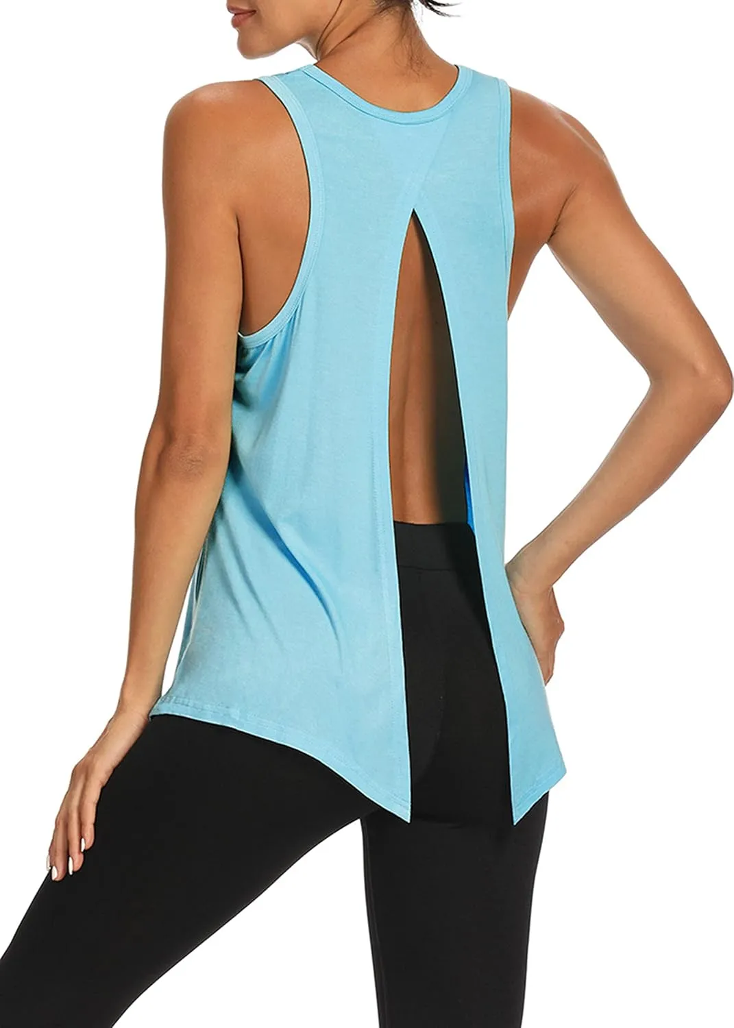 Bestisun Workout Tops Open Back Shirts Gym Athletic Clothes Tie Back Musle Tank for Women
