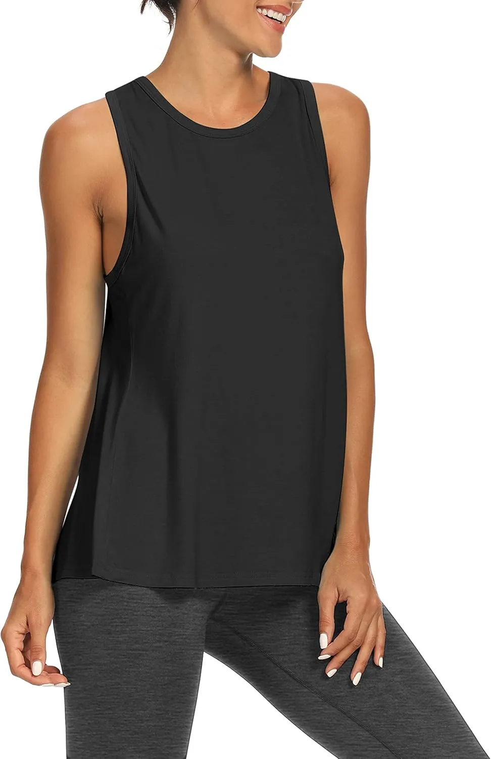 Bestisun Workout Tops Open Back Shirts Gym Athletic Clothes Tie Back Musle Tank for Women