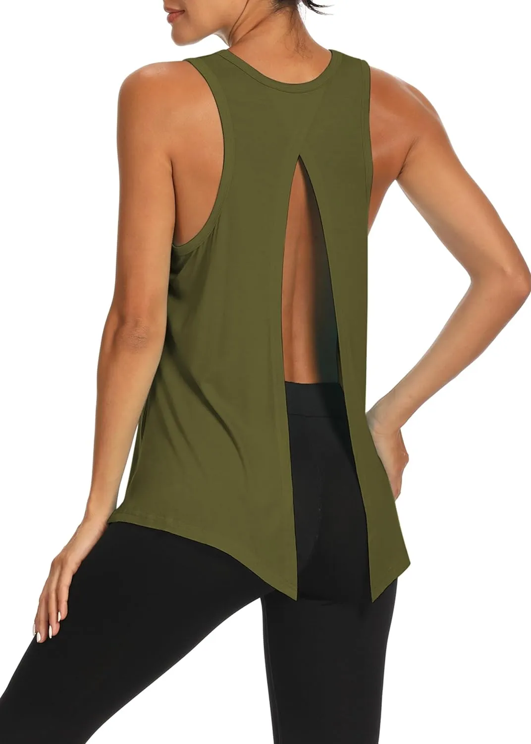Bestisun Workout Tops Open Back Shirts Gym Athletic Clothes Tie Back Musle Tank for Women