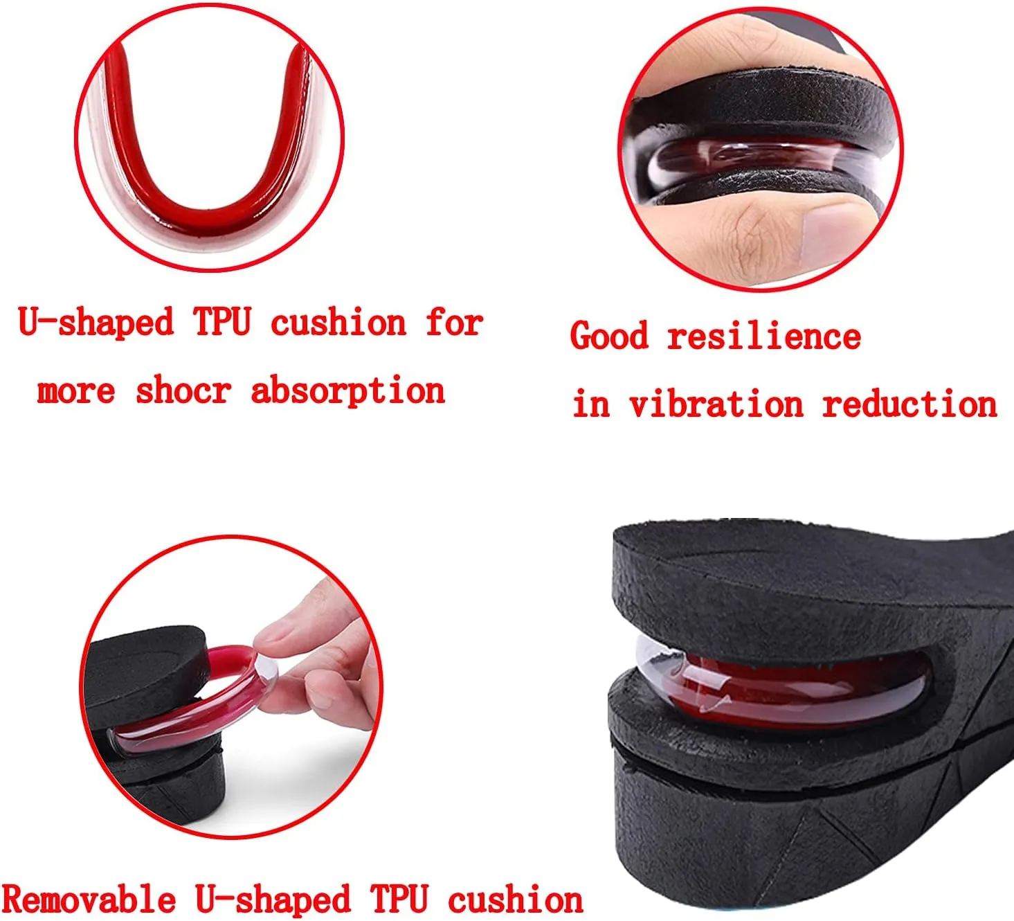 Breathable 4 Layers 3.54 inch Height Increasing Insole Shoe Lift Elevator Shoe Insole with Air Cushion for Variable Height