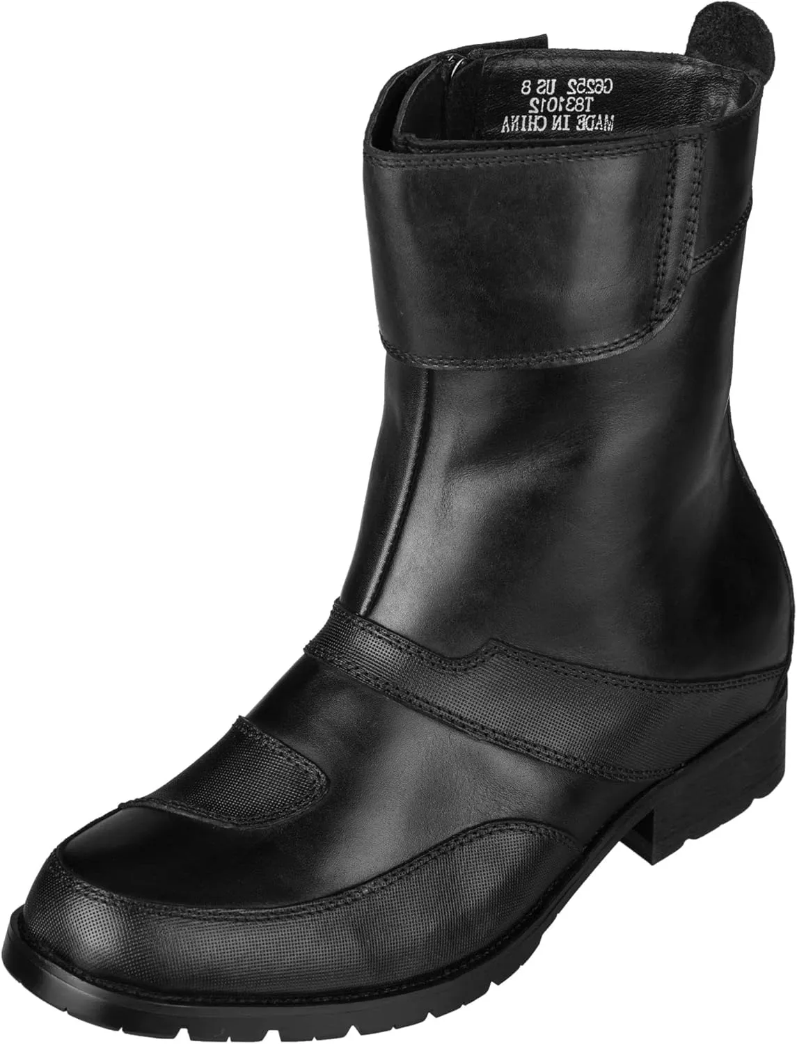 CALTO Men's Invisible Height Increasing Elevator Shoes - Black Leather Zipper High-top Biker Boots - 3.3 Inches Taller - G6252 - Size 7.5 D(M) US