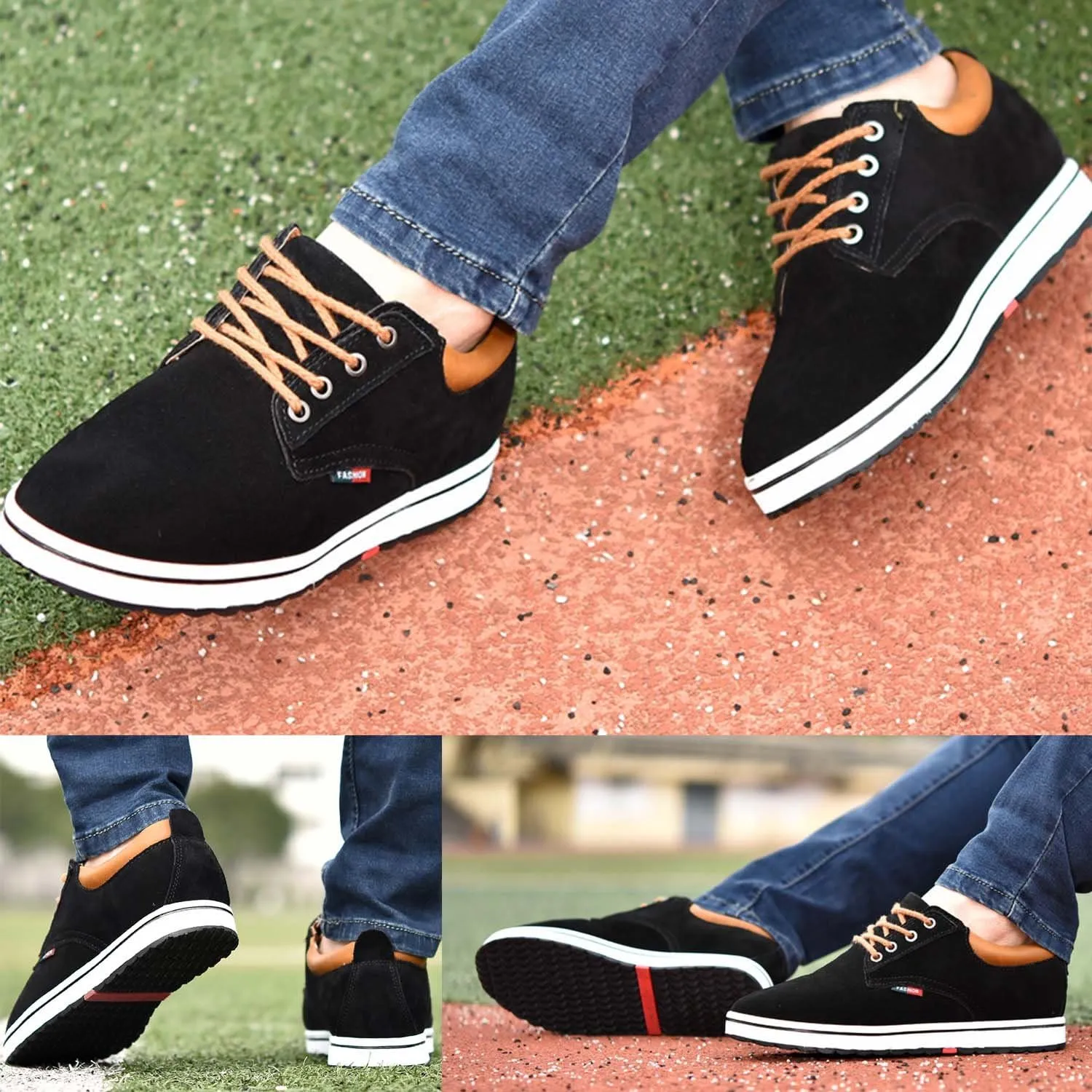 CERYTHRINA Men's Taller Height Increasing Elevator Shoes 2.36'' Lace-up Flannelette Cowhide Leather Dress Shoes