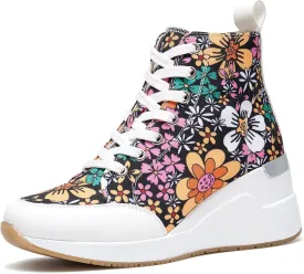 Cestfini Graffiti High Top Sneakers for Women Breathable White Black Platform Sneakers Lace up Womens Canvas Shoes