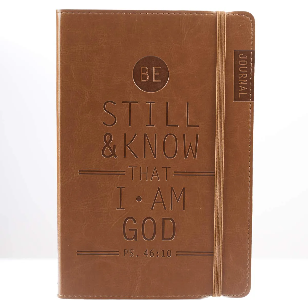 Christian Art Gifts Tan Faux Leather Journal, Be Still and Know - Psalm 46:10, Flexcover Inspirational Notebook w/Elastic Closure 160 Lined Pages w/Scripture, 5.8 x 8.5 Inches Imitation Leather  September 30, 2014