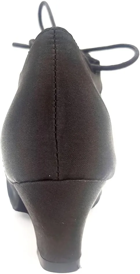 Comfortable Low heel 1.5" Black Khaki Professional Latin Ballroom Dance Shoes Women L-030