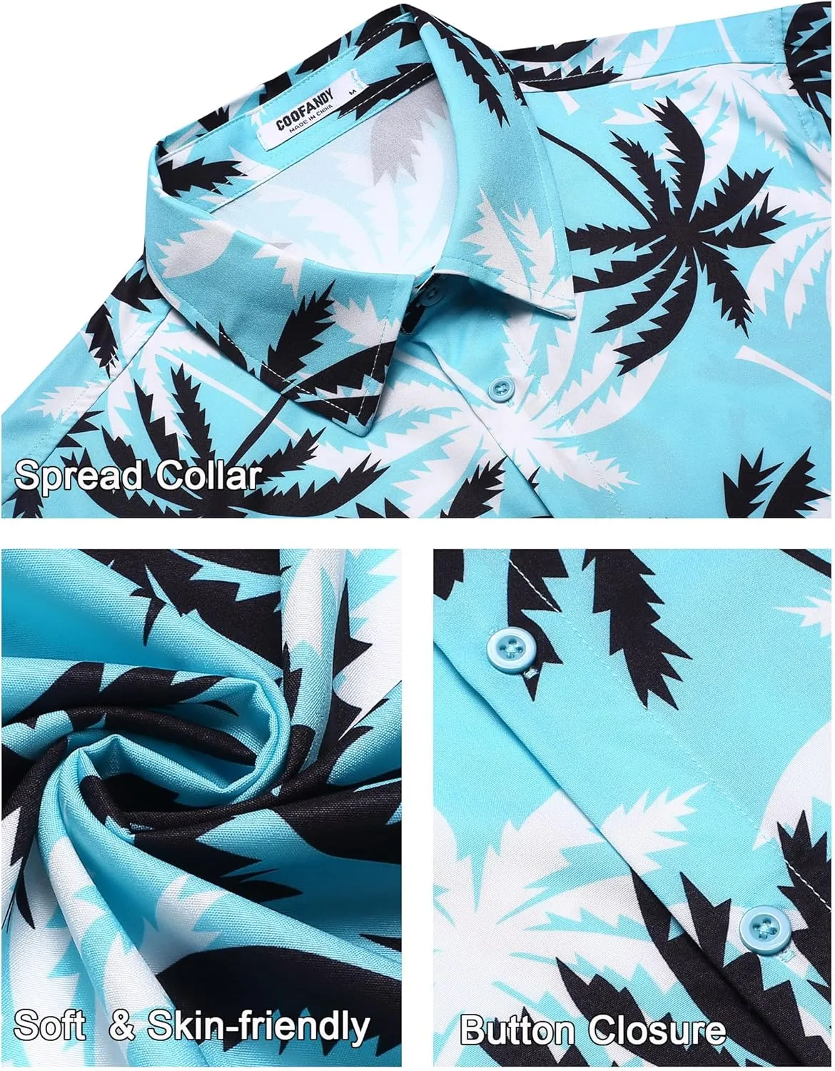 COOFANDY Mens Hawaiian Shirts Short Sleeve Button Down Shirt Casual Summer Beach Shirts Floral Tropical Vacation Resort Wear