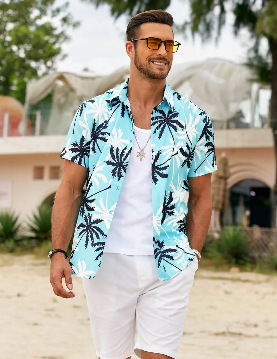 COOFANDY Mens Hawaiian Shirts Short Sleeve Button Down Shirt Casual Summer Beach Shirts Floral Tropical Vacation Resort Wear
