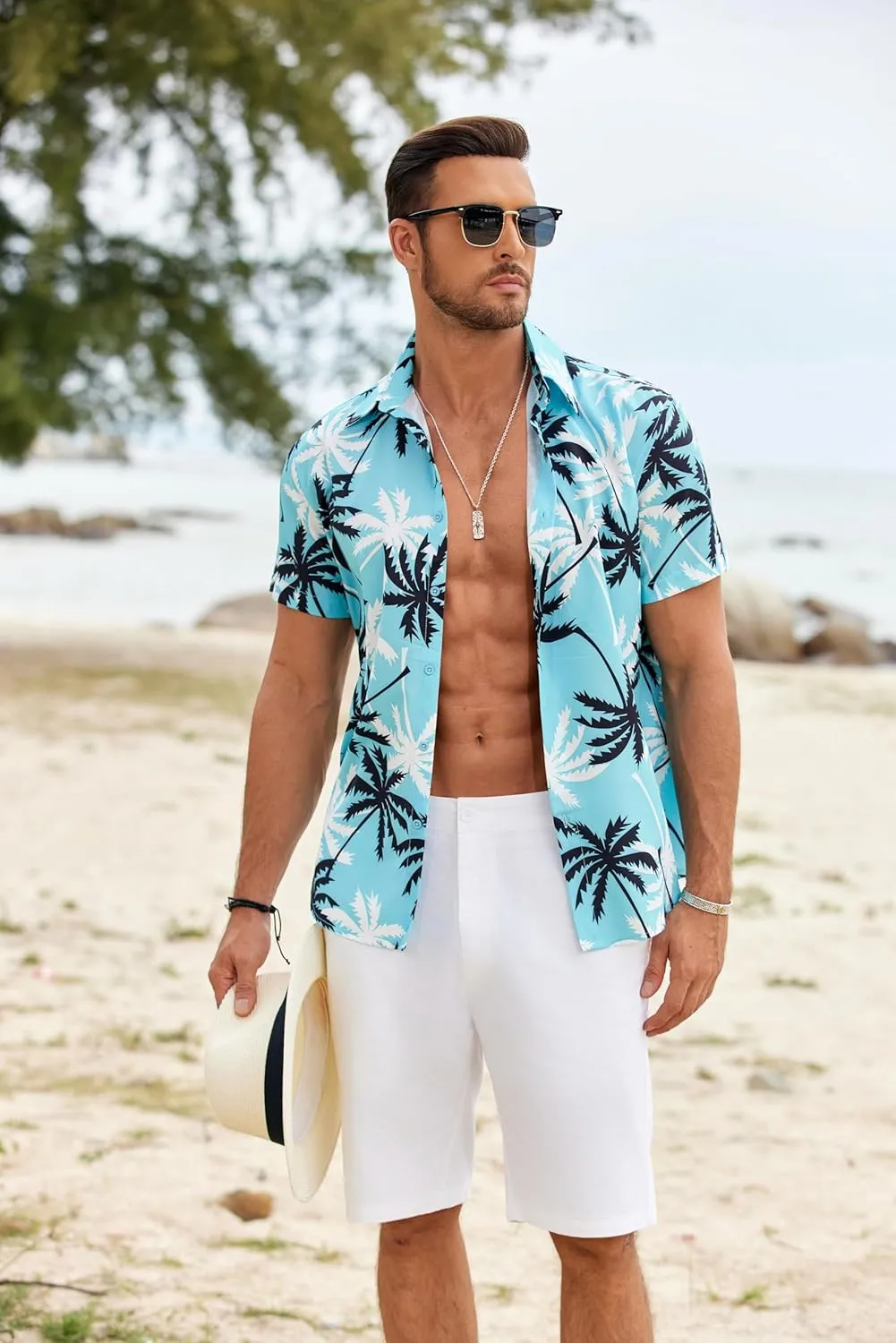 COOFANDY Mens Hawaiian Shirts Short Sleeve Button Down Shirt Casual Summer Beach Shirts Floral Tropical Vacation Resort Wear