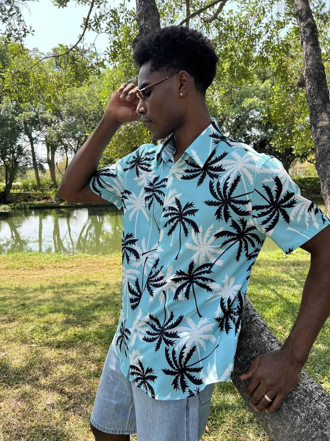 COOFANDY Mens Hawaiian Shirts Short Sleeve Button Down Shirt Casual Summer Beach Shirts Floral Tropical Vacation Resort Wear