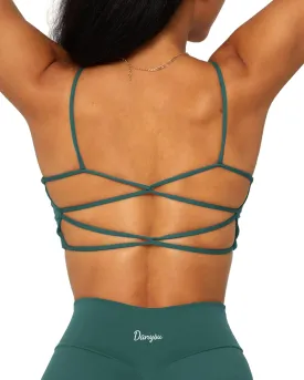 Danysu Backless Sports Bra Soft Workout Tops with Removable Padded Yoga Training Bras Strappy Going Out Top