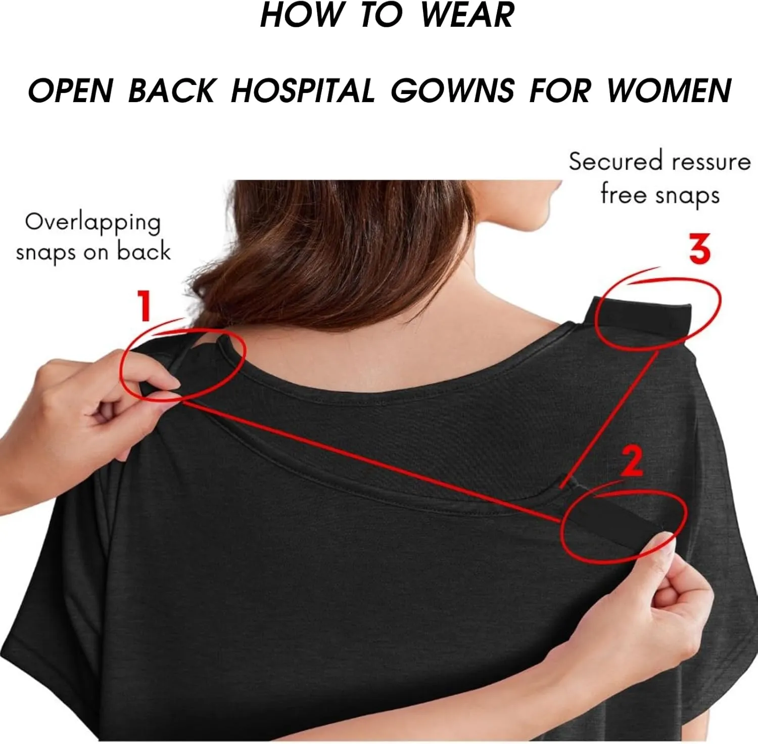 Deyeek Open Back Hospital Gowns for Women Post Shoulder Surgery Dress Adaptive Clothing Night Robes for Spinal Recovery