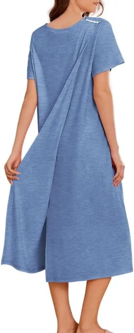 Deyeek Open Back Hospital Gowns for Women Post Shoulder Surgery Dress Adaptive Clothing Night Robes for Spinal Recovery