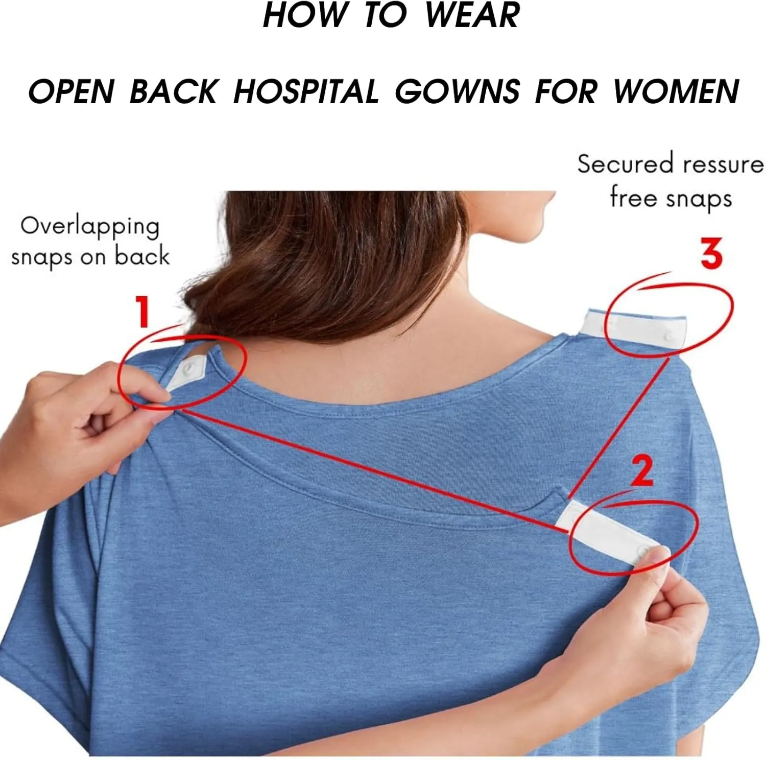 Deyeek Open Back Hospital Gowns for Women Post Shoulder Surgery Dress Adaptive Clothing Night Robes for Spinal Recovery