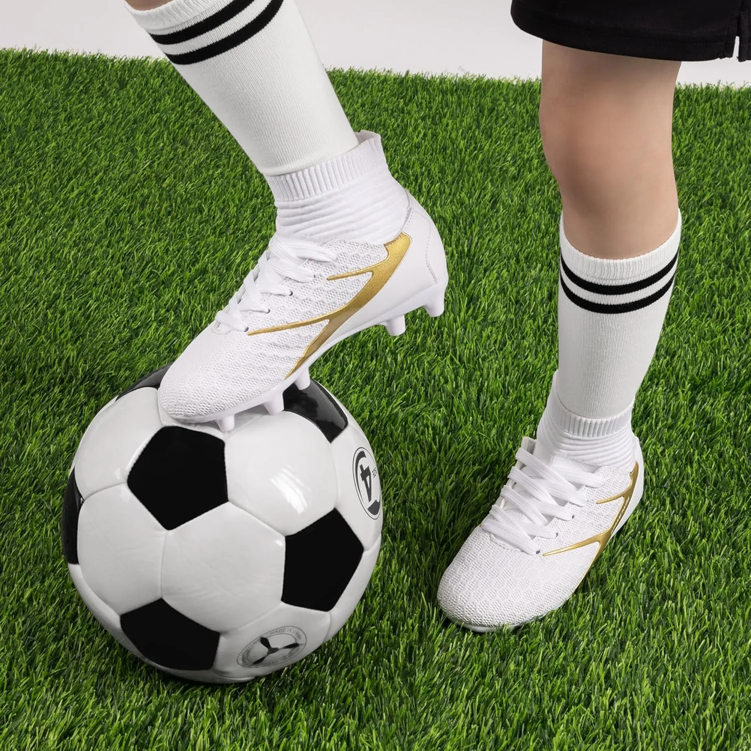 DREAM PAIRS Boys Girls Soccer Cleats Youth Firm Groud Outdoor Sport Athletic High Top Football Shoes for Little/Big Kid