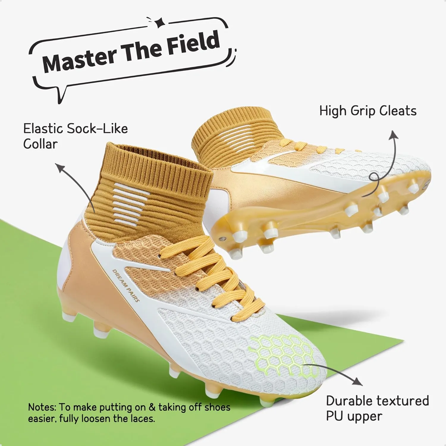 DREAM PAIRS Boys Girls Soccer Cleats Youth Firm Groud Outdoor Sport Athletic High Top Football Shoes for Little/Big Kid
