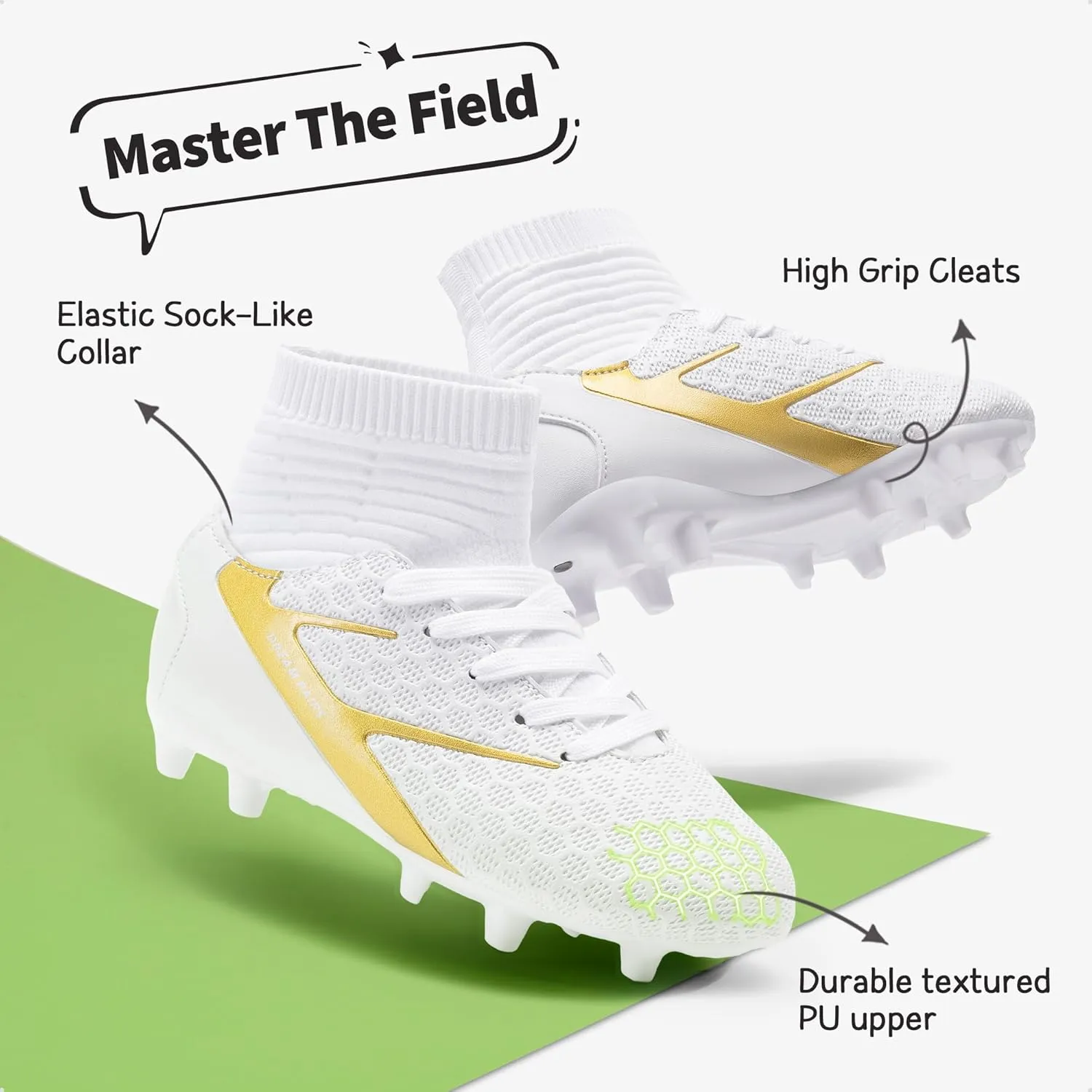 DREAM PAIRS Boys Girls Soccer Cleats Youth Firm Groud Outdoor Sport Athletic High Top Football Shoes for Little/Big Kid