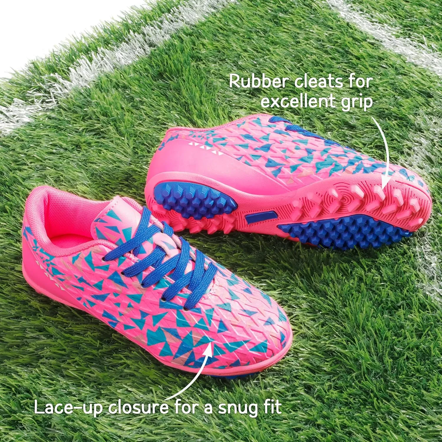 DREAM PAIRS Boys Girls Turf Indoor Soccer Shoes Lace Up Cleats for Little/Big Kid