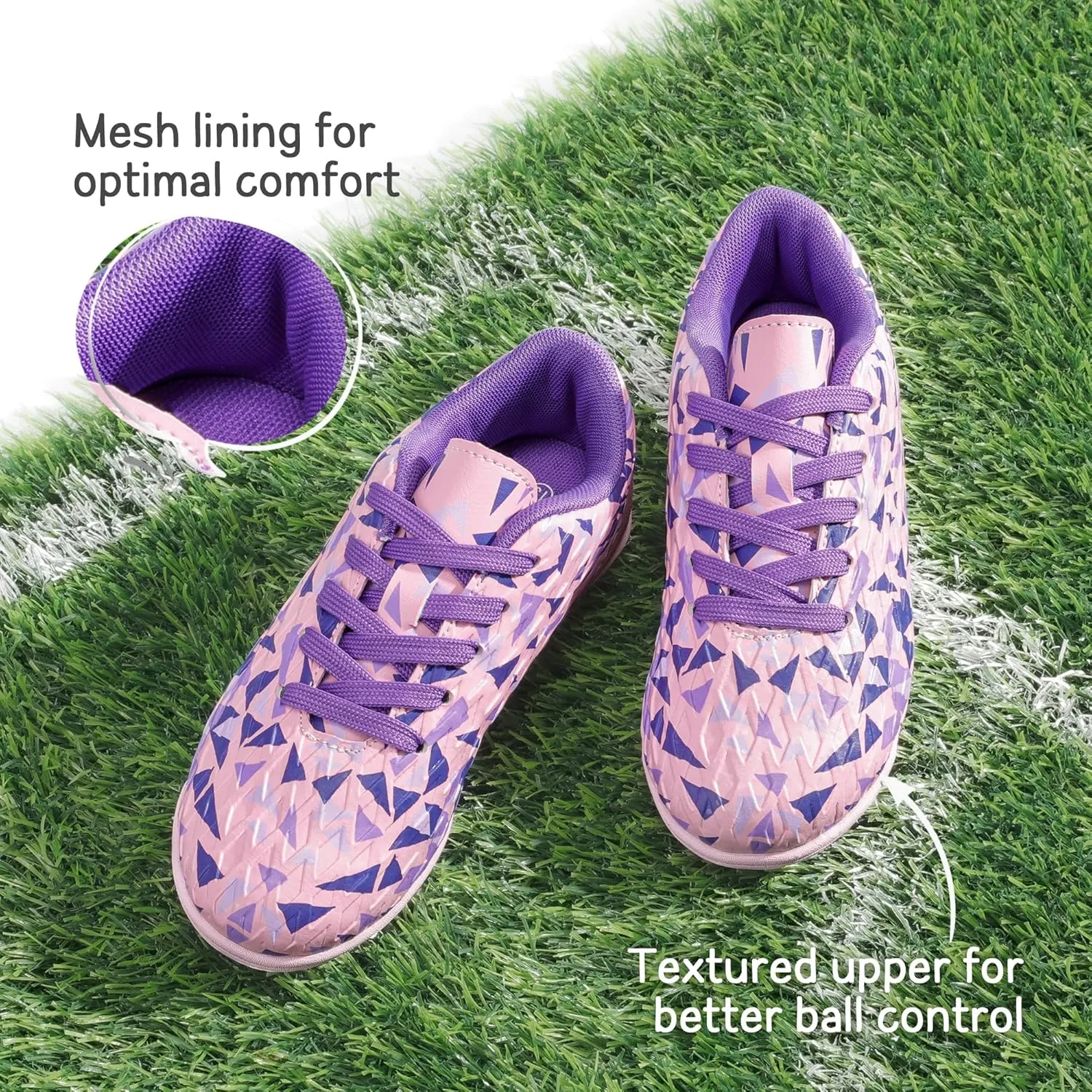 DREAM PAIRS Boys Girls Turf Indoor Soccer Shoes Lace Up Cleats for Little/Big Kid