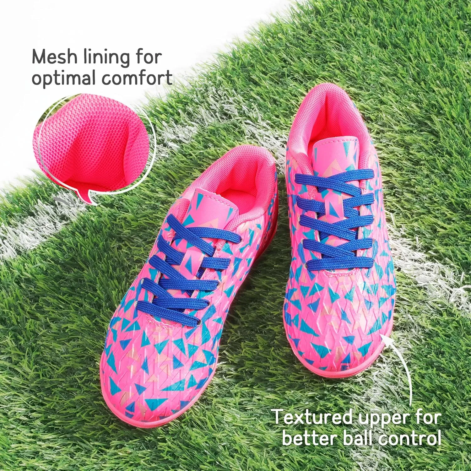 DREAM PAIRS Boys Girls Turf Indoor Soccer Shoes Lace Up Cleats for Little/Big Kid