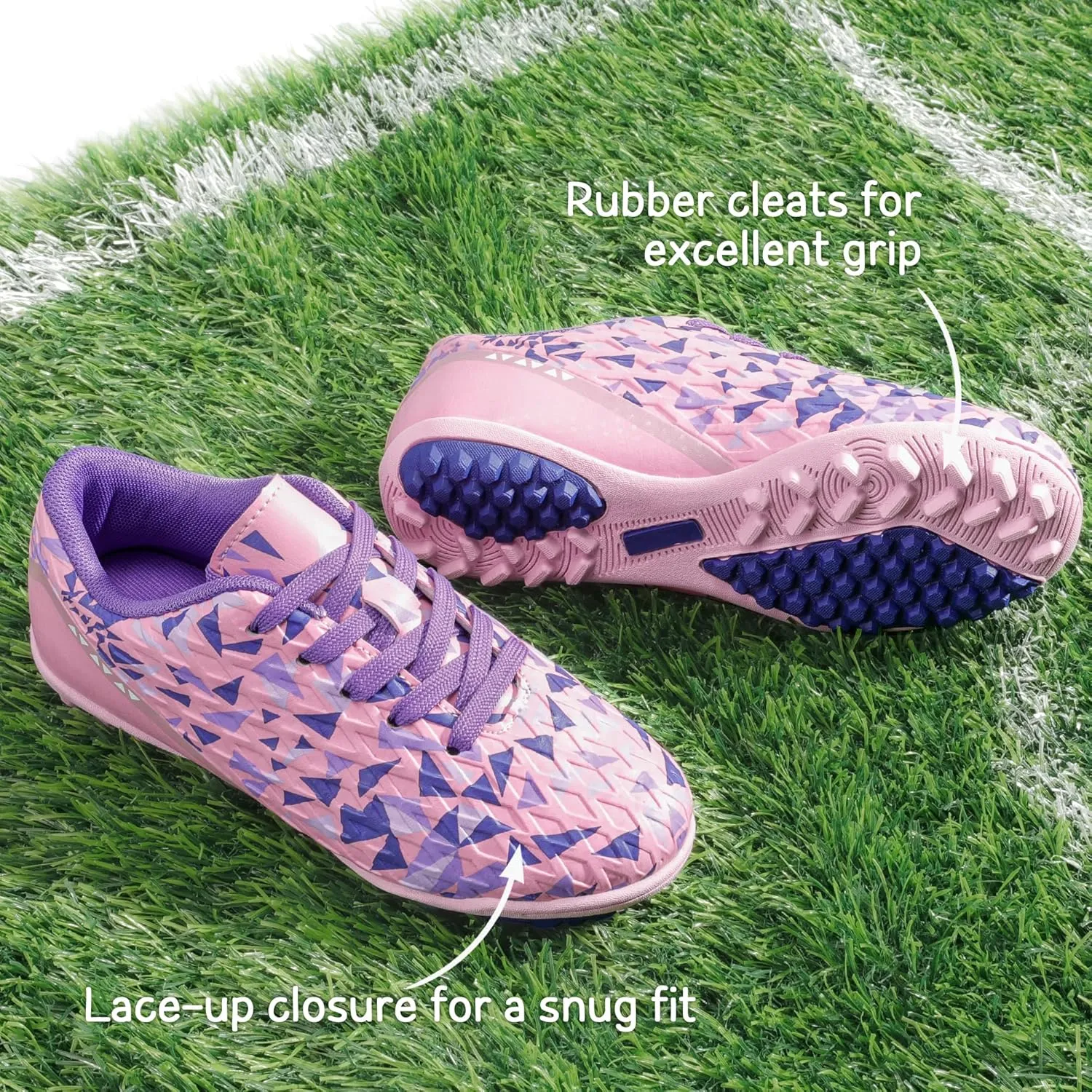 DREAM PAIRS Boys Girls Turf Indoor Soccer Shoes Lace Up Cleats for Little/Big Kid
