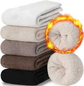 EBMORE 5 Pairs Women Merino Wool Socks Thermal Hiking Winter Warm Thick Cozy Cabin Crew Comfy Socks for Ladies