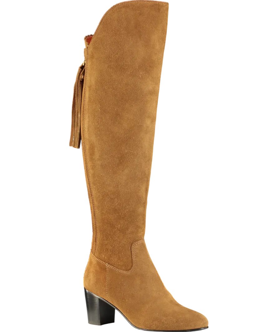 Fairfax & Favor Brown Suede Amira Knee Heeled Boots UK 6 EU 39 👠