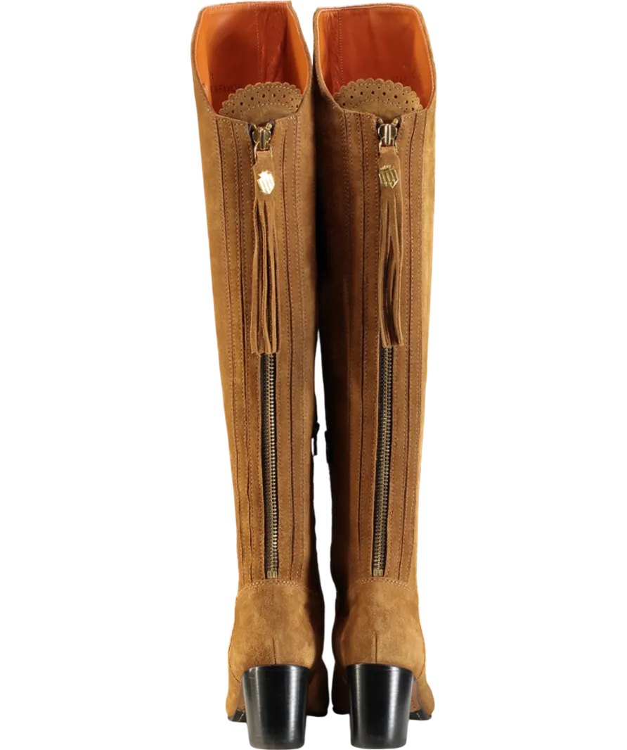 Fairfax & Favor Brown Suede Amira Knee Heeled Boots UK 6 EU 39 👠