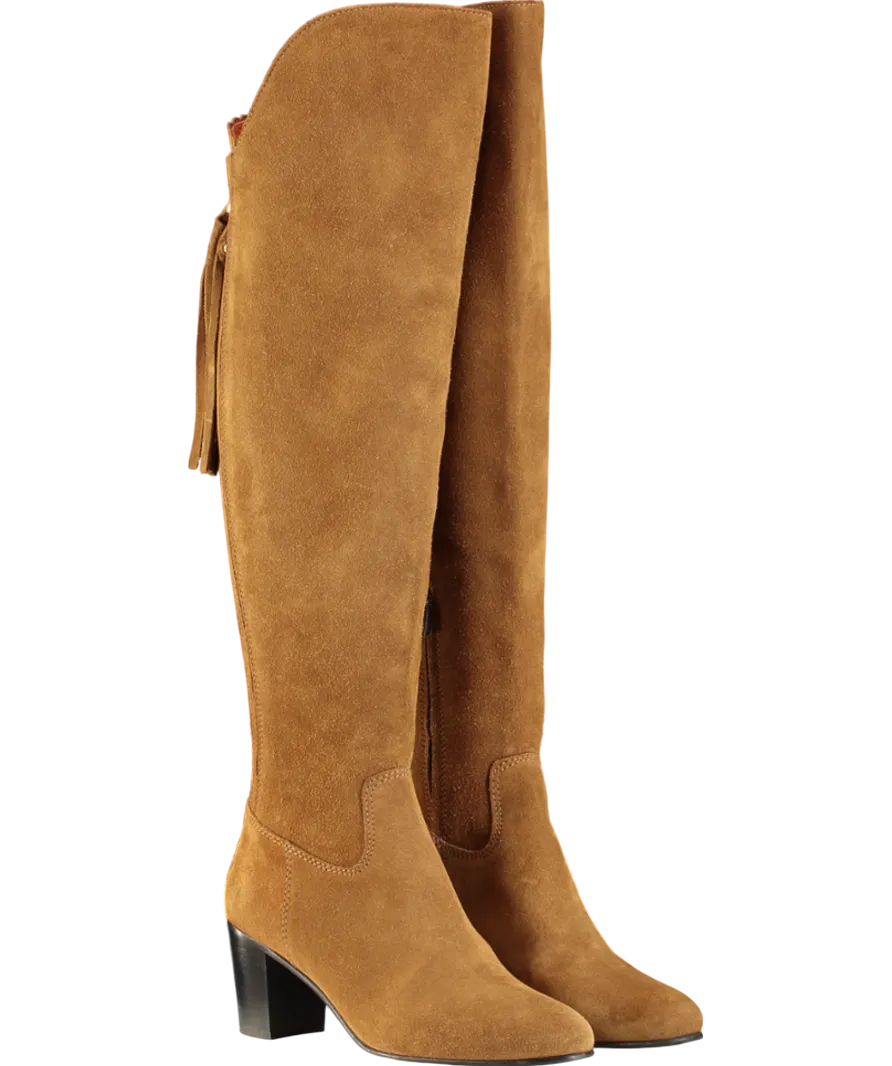 Fairfax & Favor Brown Suede Amira Knee Heeled Boots UK 6 EU 39 👠