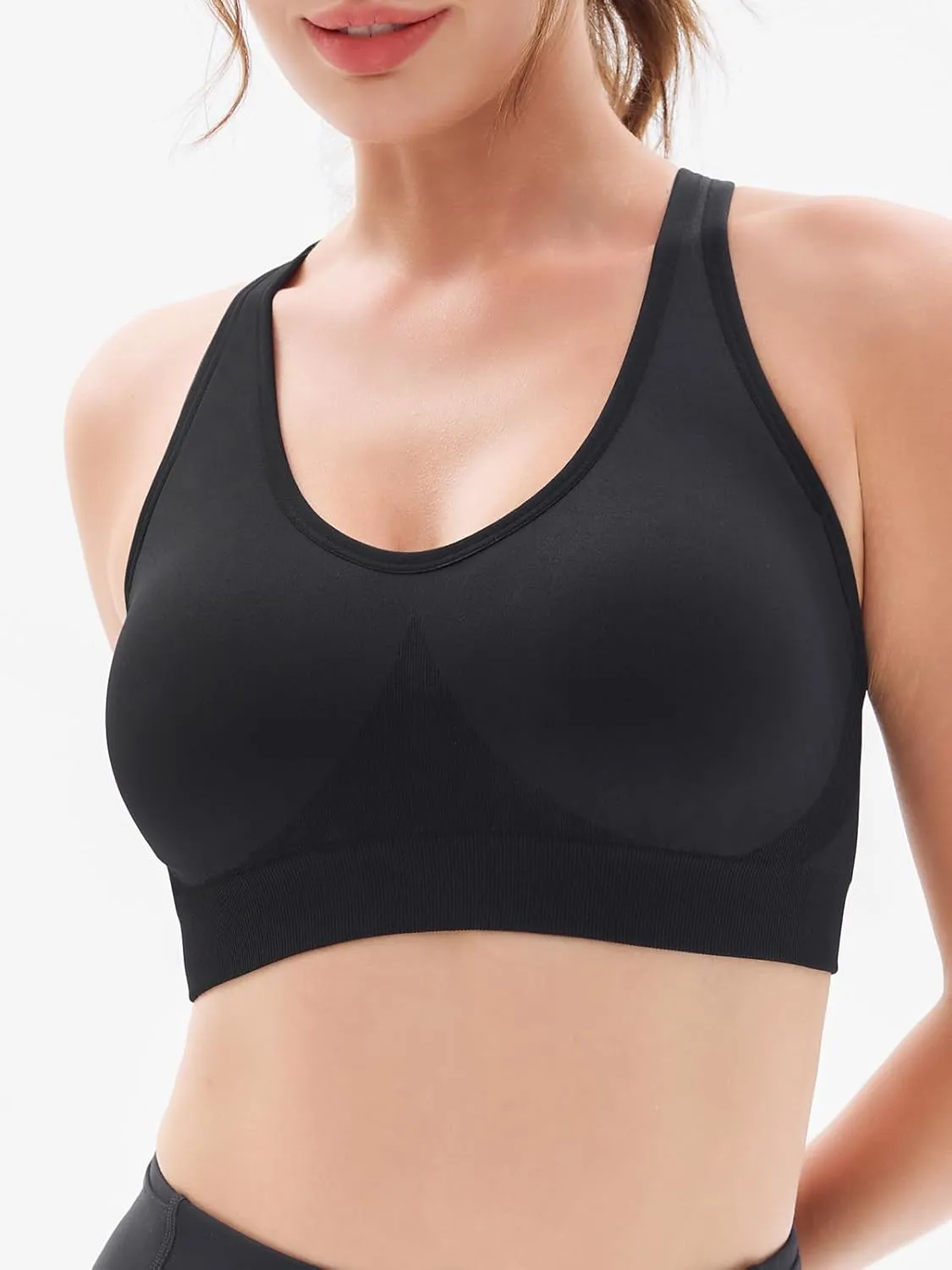 FITTIN Padded Sports Bras for Women: Support Strappy Adjustable Straps Cross Back Sport Bra Pack for Workout Yoga Running Gym