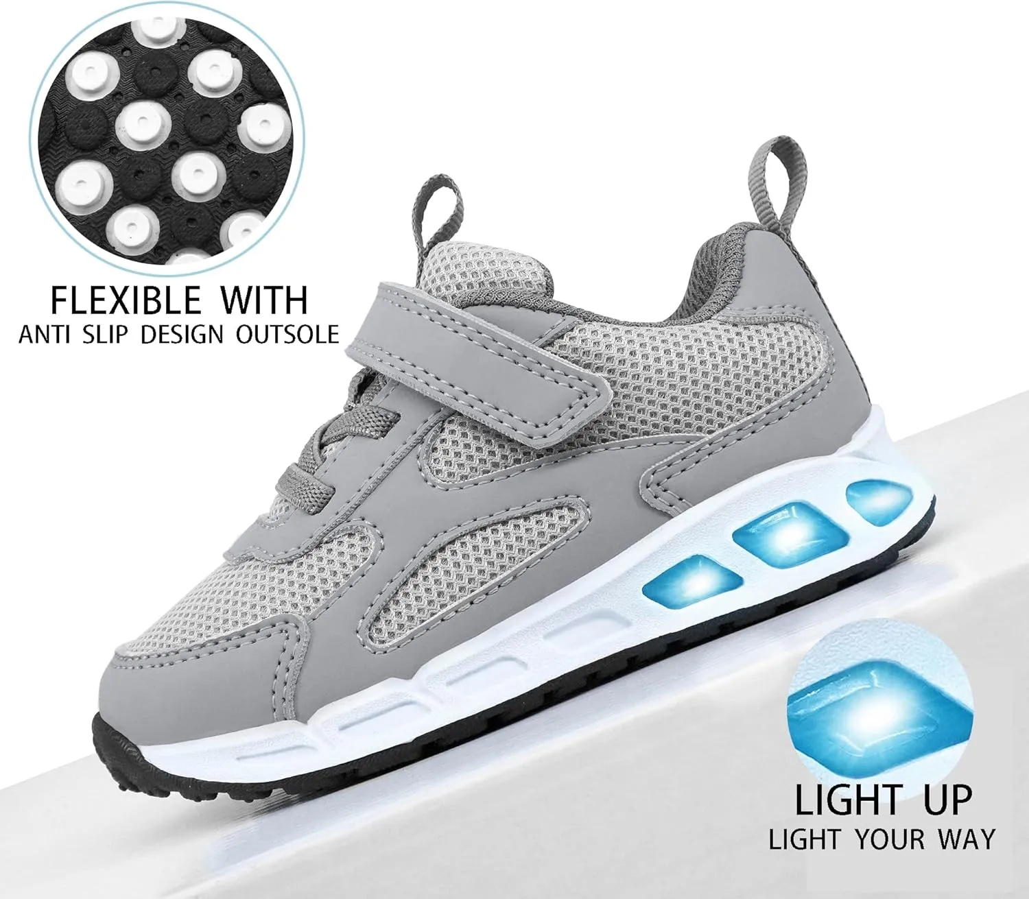 Floranate Light Up Toddler Boys Girls Shoes LED Flashing Lightweight Tennis Walking Sneakers for Toddler and Little Kid