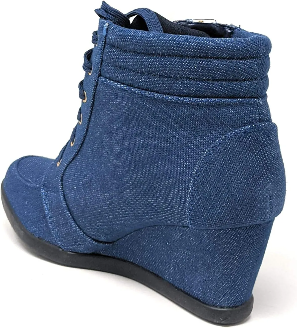 Forever Link Kaipo-88 Women's Fashion Round Toe Lace Up Hidden Wedge Sneaker Booties
