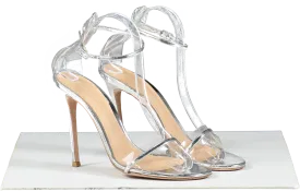 Gianvito Rossi Metallic Silver Leather And Pvc Heeled Sandals UK 6 EU 39 👠