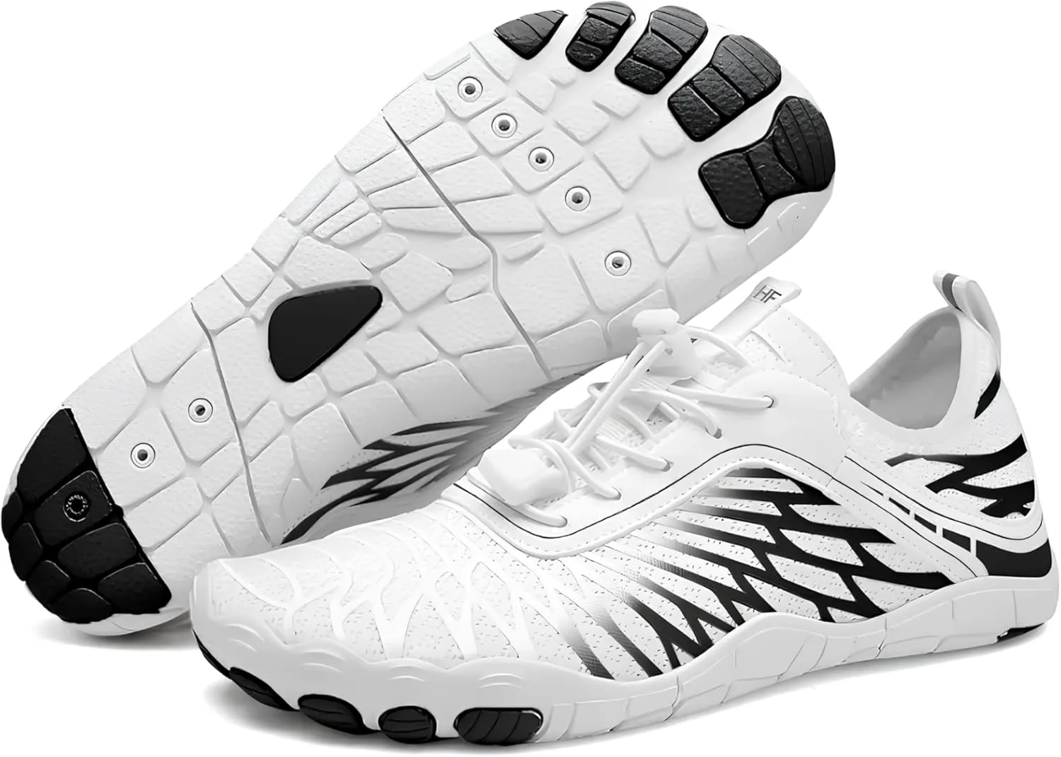 HF Signature Healthy & Non-Slip Breathable Barefoot Shoes, Flexible Lightweight Daily Wear Walking Shoes Unisex White/Black