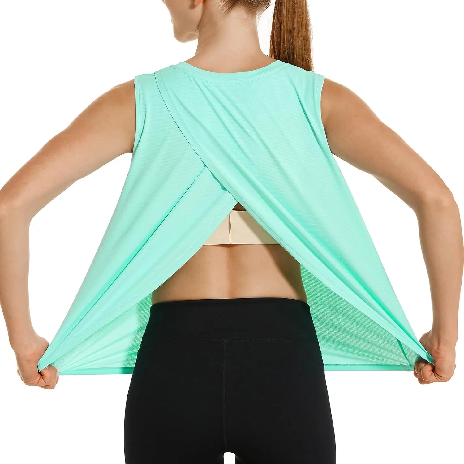 HODOSPORTS Workout Tops for Women UPF 50  Open Back Sleeveless Tank Tops Quick Dry Athletic Gym Yoga Shirts Loose Fit